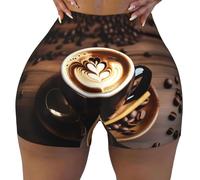 ETASUIOL Pantaloncini da allenamento elasticizzati da donna, con stampa a forma di cuore, perfetti per fitness e uso quotidiano, Nero , M