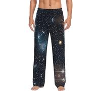 ETASUIOL Pantaloni da notte da uomo con stampa di galassie e stelle costellazioni,comodi pantaloni pigiama per gli uomini,set di pigiama per la famiglia, Nero , L