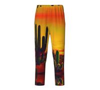 ETASUIOL Pantaloni del pigiama alla moda con stampa di cactus nel deserto, per tempo libero, tempo libero, tempo libero, tempo libero, sport e feste a tema, Nero , L(14-16)