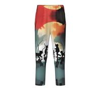 ETASUIOL Pantaloni pigiama alla moda con stampa di gattini felici, per tempo libero, tempo libero, tempo libero, tempo libero, sport e feste a tema, Nero , L(14-16)