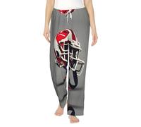 ETASUIOL Pantaloni pigiama da donna in flanella con stampa football americano, perfetti per Natale e uso quotidiano, Nero , 3XL