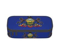 ETASUIOL Pennsylvania State Flag Print Pencil Case Pouch Pouch Large Pencil Case Multiuso Astuccio Organizer Oxford Tessuto Pen Case, Nero , Taglia unica, Custodia per chiave