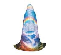 ETASUIOL Piccolo mantello con cappuccio con stampa arcobaleno per Halloween, costume da vampiro mietitore da mago, stile rinascimentale