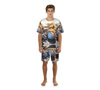 ETASUIOL Pigiama classico da uomo con stampa di cozze oceaniche e perle, pantaloncini morbidi da uomo, perfetti per le notti estive, Nero , 3XL
