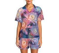 ETASUIOL Set pigiama da donna con stampa floreale con cactus | Ideale per mattine rilassate o domeniche pigre, ottimo regalo per le donne