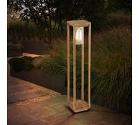 etc-shop Lampada Da Giardino Standleuchte IP44 E27 Alu Holzoptik H 80 cm 1 Luce [EEK: Non valutato]