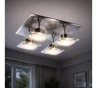 ETC-Shop Plafoniera Spot LED Dimmabile, 4 Luci, Acciaio, Regolabile L 25 cm