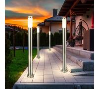 ETC-Shop Wegeleuchte Stehleuchte Esterna LED Acciaio Inox Argento 4 Pezzi