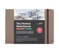 Etchr The Perfect Sketchbook Deckle Edition, 100% cotone da 300 g/m², stampa a freddo, bordi strappati a mano, rilegatura piatta, copertina in pelle vegana (A5 orizzontale, 14 x 20 cm)