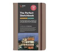 Etchr The Perfect Sketchbook Deckle Edition, 100% cotone da 300 g/m², stampa a freddo, bordi strappati a mano, rilegatura piatta, copertina in pelle vegana (A5 verticale, 20 x 14 cm)