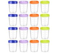 Eteamcan Piccole lattine di plastica con coperchio, in plastica, 120 ml, 16 pezzi, contenitori rotondi con coperchio, per salse, insalata