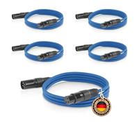 ETEC - 5 cavi audio XLR da 1,5 m, DMX OFC in rame, simmetrici blu