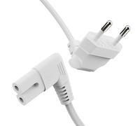 ETEC Euro Cavo di alimentazione, spina Euro 90° a IEC C7 90°, alimentazione per elettrodomestici, 1,00 m, bianco