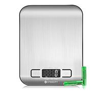 ETEKCITY Bilancia da cucina digitale elettronica da 5 kg con grande display LCD, bilancia da cucina ultra sottile, in acciaio inox, misurazione dei liquidi, alta precisione fino a 1 g, funzione tara