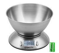Etekcity Bilancia per alimenti con ciotola, timer e sensore di temperatura, peso digitale da cucina per cucinare e cuocere, 2,06 QT, argento