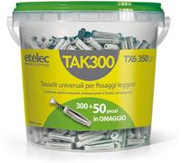 Etelec Secchiello Box 350 Tasselli Universali TX6 Nylon 6X30 mm Vite 4,5x40 mm