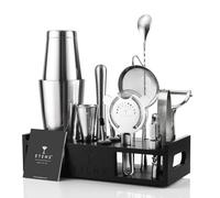 ETENS Set di shaker per cocktail Accessori per bar - 15 pezzi Mixology Bartender Kit include Boston Shaker, Jigger giapponese, colino, apribottiglie, cucchiaio per mescolare cocktail - Supporto in