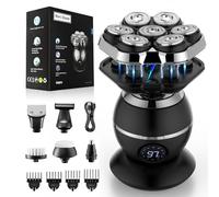ETENTOUS 7D Magnetici Rasoio Elettrico Barba -Rasoio Testa Calva Uomo - Ricaricabile Rasoio Capelli uomo Testa Impermeabile con Display LED IPX7 Rasoio Elettrico Corpo Uomo/9 Kit di Bellezza.