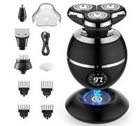 ETENTOUS Rasoio Elettrico Barba,Rasoio Capelli Uomo 5 In 1- Rasoio Elettrico uomo Impermeabile IPX7 Con 3 Testine Rotanti, Wet & Dry Per Uomo Con Display LED E Accessori Di Bellezza.