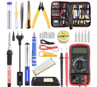 ETEPON Saldatore Kit, Kit per Saldatura 60w Kit Saldatore con Multimetro Digitale, Pistola per Saldatura a Temperatura Regolabile, Pompa per Dissaldatura, Stazione di Saldatura etc (24 pezzi)