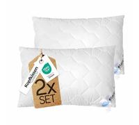 etérea Frieda Komfort Kopfkissen 80x80 2er Set - Microfaser Kissen mit Hohlfaserfüllung - OEKO-TEX zertifiziert - Allergiker Kopfkissen - Waschbares Bettkissen mit Reißverschluss - Formstabil & weich