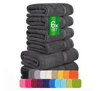 ETÉREA Handtücher 6er Set [100% BAUMWOLLE] - Carli Graphit - 4x Handtuch 2x Saunatücher - Handtuch Set Badetuch - Towel - Gesichtshandtücher - Frottee 500 g/m²