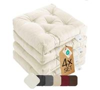 etérea Heidi - Set di 2 cuscini per sedia, 42 x 42 cm, per interni ed esterni, con nastri, 42 x 42 cm, colore: Crema
