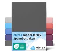 etérea Jersey Topper Lenzuolo con Angoli 200x200-200x220cm Antracite Epaisseur 5-10 cm - 100% Cotone - Oekotex Materasso Letto Copripiumino - Lenzuola 200x200cm - 200x220cm Grigio