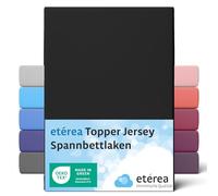 etérea Jersey Topper lenzuolo con angoli 200x200-200x220cm Nero Epaisseur 5-10 cm - 100% Cotone - Oekotex materasso Letto copripiumino - lenzuola 200x200cm - 200x220cm Black