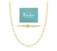 Eterjew Catenina in argento Sterling 925 placcato in oro massiccio 18 carati, da 3 mm, per donne e ragazze, lucida, robusta, alla moda e confortevole da 40,6 cm, 45,7 cm, 50,8 cm, 55,9 cm, 61 cm, 66