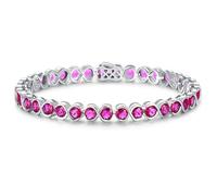 ETERMBOL Braccialetto da donna con pietra portafortuna in argento Sterling 925, 17,8 cm, braccialetto tennis infinito, regalo di anniversario di matrimonio per lei, 7 lnch, Argento placcato oro bianco