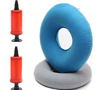 Etern 2 Pezzi Cuscino Gonfiabile a Ciambella, Gonfiaggio Anello Gonfiabile a Ciambella con Pompa, per Seggiolini Auto, Sedie a Rotelle, Trattamento delle Emorroidi, Ufficio Sedentario (Grigio, Blu)