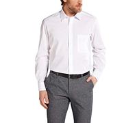 Eterna - Camicia a maniche lunghe in popeline, vestibilità Comfort Fit, tinta unita bianco bianco