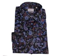 Eterna Camicia Uomo Maniche Lunghe Comfort Fit Rosso Blu Paisley 1051 E17K 17