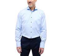 Eterna Manica Lunga Slim Fit Cover Camicia Twill Azzurro Uni, 42 Uomo