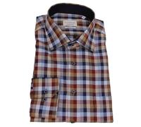 Eterna Manica Lunga Uomo Comfort Fit Blu Braun Rosso a Scacchi 1060 E15K 14