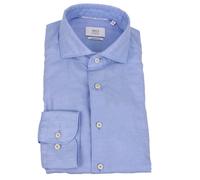 Eterna Uomo Camicia di Lino Maniche Lunghe Moderno Fit Blu 2355 XS82 14