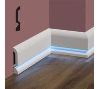 Eternal Parquet bancale da 93,6ml di Battiscopa BC Incasso LED in POLIMERI FeelingWood-HD 100x19mm - Bianco