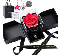 Eternal Rose, regalo da donna, rosa e ternelle, scatola regalo eterna rosa con collana I Love You 100 lingue e biglietto di auguri, portachiavi, per San Valentino, mamma, moglie, nonna, fidanzata