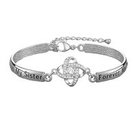 EternalHeartBracelet Lettering Bracelet Handpiece Bracelet For Sisters Festival Bracciale Argento, Taglia unica, Metallo, Nessuna pietra preziosa