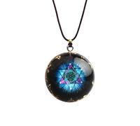 EternalOrgone Collana con ciondolo in orgonite fatta a mano, in ossidiana, chakra, guarigione Reiki, chakra e orgonite, gioiello per buona fortuna, yoga, meditazione, corda regolabile (nero)