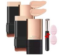 Eternipeace Stick Foundation,2 in 1 Anti Wrinkle Foundation Stick,Built-in Foundations Brush,Waterproof Hydrating Repair (Natural*2, Same size)