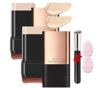 Eternipeace Stick Foundation,2 in 1 Anti Wrinkle Foundation Stick,Built-in Foundations Brush,Waterproof Hydrating Repair (Bright White*2, Same size)