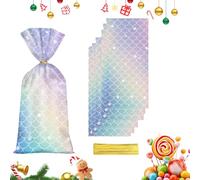 Eterspr 100 PCS Sacchetti per Caramelle a Forma di Sirena, Sacchetti In Cellophane a Sirena, Sacchetti per Biscotti Natale, Adatto per Conservare Caramelle Natalizie, Feste di Matrimonio