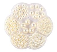 Eterspr 1150 Pezzi Perle Finte Beige, Perline di Plastica Rotonde Bianche, Perline Artigianali Bianche, per la Creazione di Gioielli, Collane, Bracciali, Gioielli Fai da Te(Beige