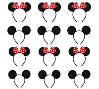 Eterspr 12 Pcs Fascia per Topolino, Topolino Minnie Mouse Fascia, Utilizzata per Mascherata, Festa di Compleanno, Festa Notturna, Club dei Cartoni Animati (Rosso e Nero)