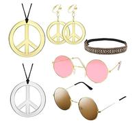 Eterspr Hippie Costume Set Retrò Accessori, Retrò Accessori Hippie, Stile Vintage Anni '60, Abiti Hippie per Eventi a Tema Come Festival e Code Retrò