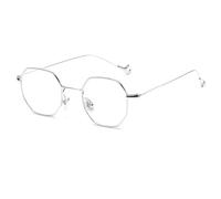 ETETGVG Occhiali da sole ottici con montatura in metallo e specchio, da donna, classici, quadrati esagonali, trasparenti, alla moda per uomo, argento trasparente, taglia unica