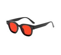 ETETGVG Occhiali da sole retrò alla moda in vetro oceano cornice ellittica ispessita piccola cornice minimalista occhiali da sole, Nero e rosso, Taglia unica