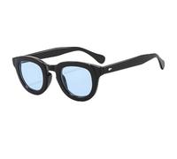 ETETGVG Occhiali da sole retrò circolari per donna e uomo, di lusso, alla moda, per guida all'aperto, UV40 (nero e blu)